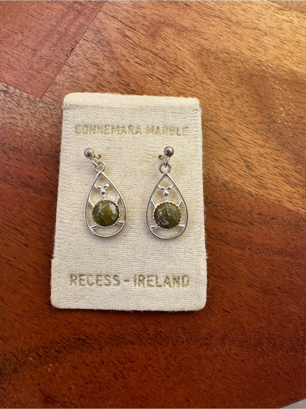 Connemara Marble Green Teardrop Earrings - Recess Ireland